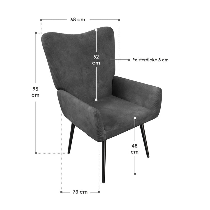 Ohrensessel mit optionalem Hocker Odense