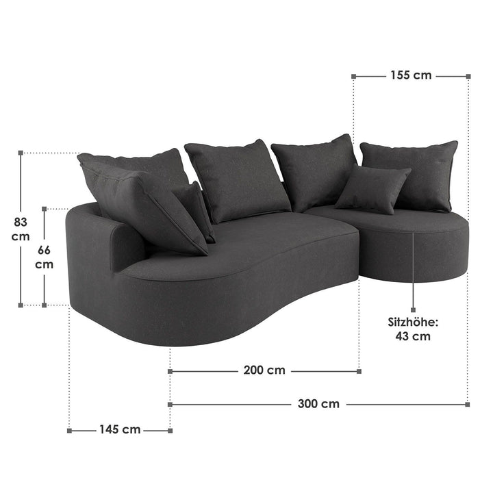 Sofa Tirano mit Ottomane & Dekokissen