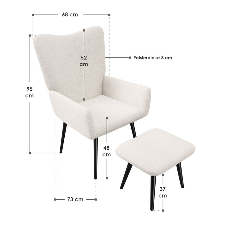 Ohrensessel mit optionalem Hocker Odense