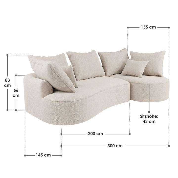 Sofa Tirano mit Ottomane & Dekokissen