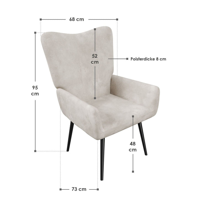 Ohrensessel mit optionalem Hocker Odense