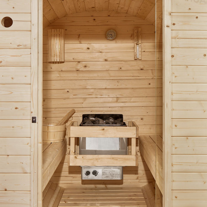 Sauna tonneau Spitzberg avec poêle de sauna