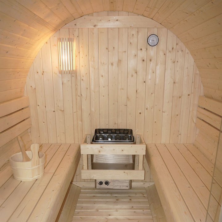Sauna tonneau Spitzberg avec poêle de sauna