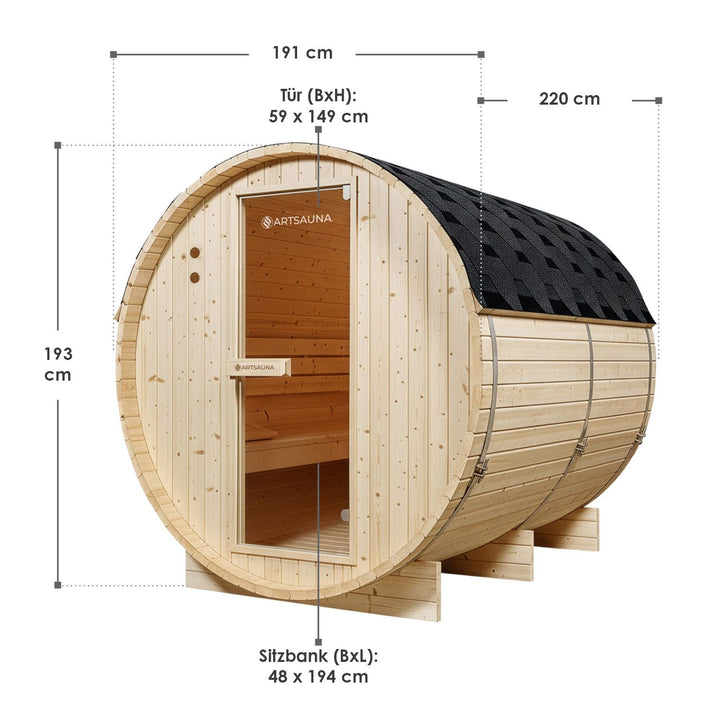 Sauna tonneau Spitzberg avec poêle de sauna