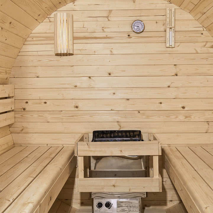 Sauna tonneau Spitzberg avec poêle de sauna