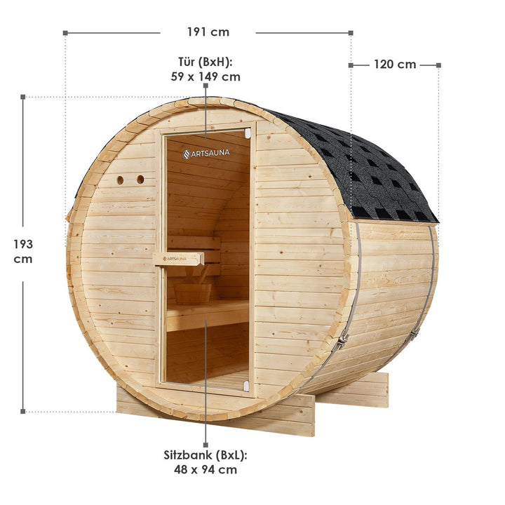 Sauna tonneau Spitzberg avec poêle de sauna