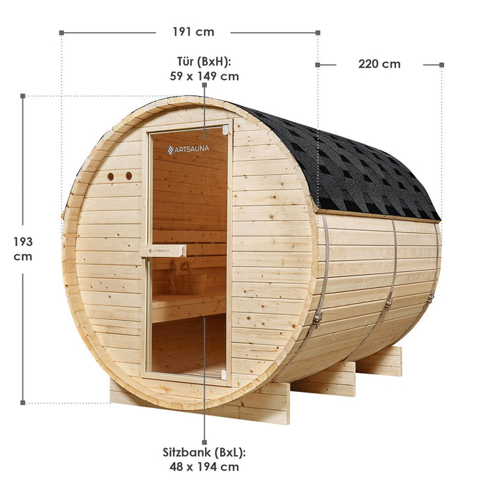 Sauna tonneau Spitzberg avec poêle de sauna