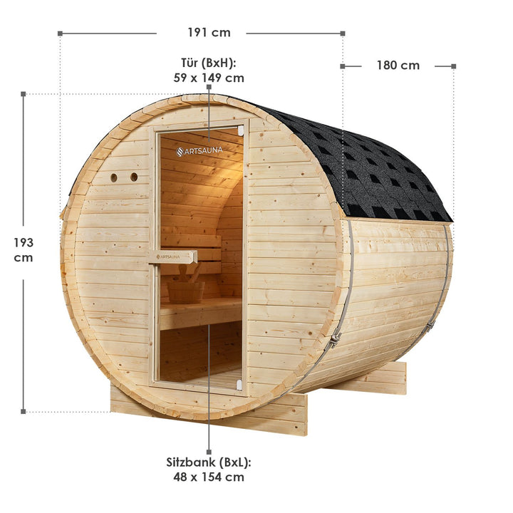 Sauna tonneau Spitzberg avec poêle de sauna