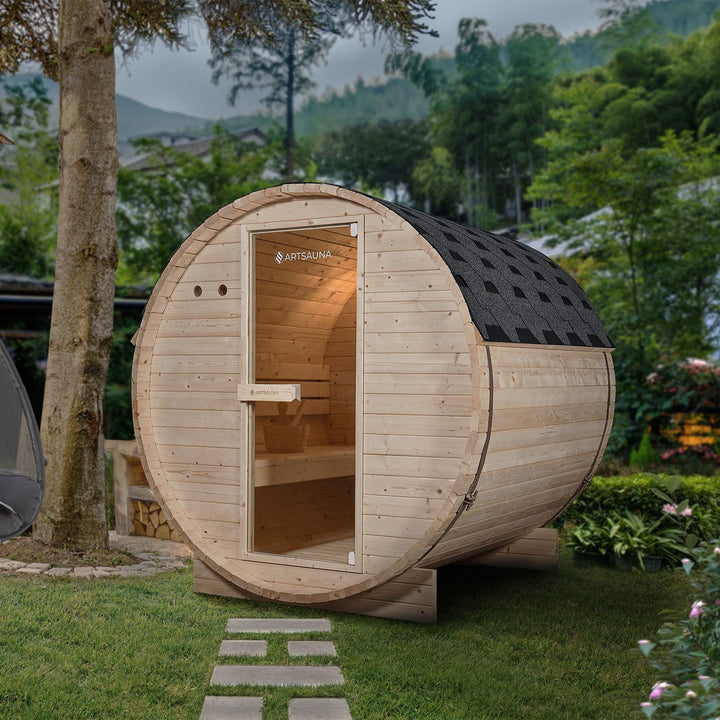 Sauna tonneau Spitzberg avec poêle de sauna