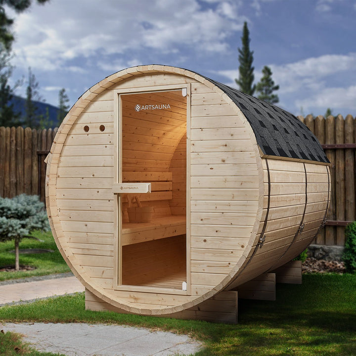 Sauna tonneau Spitzberg avec poêle de sauna