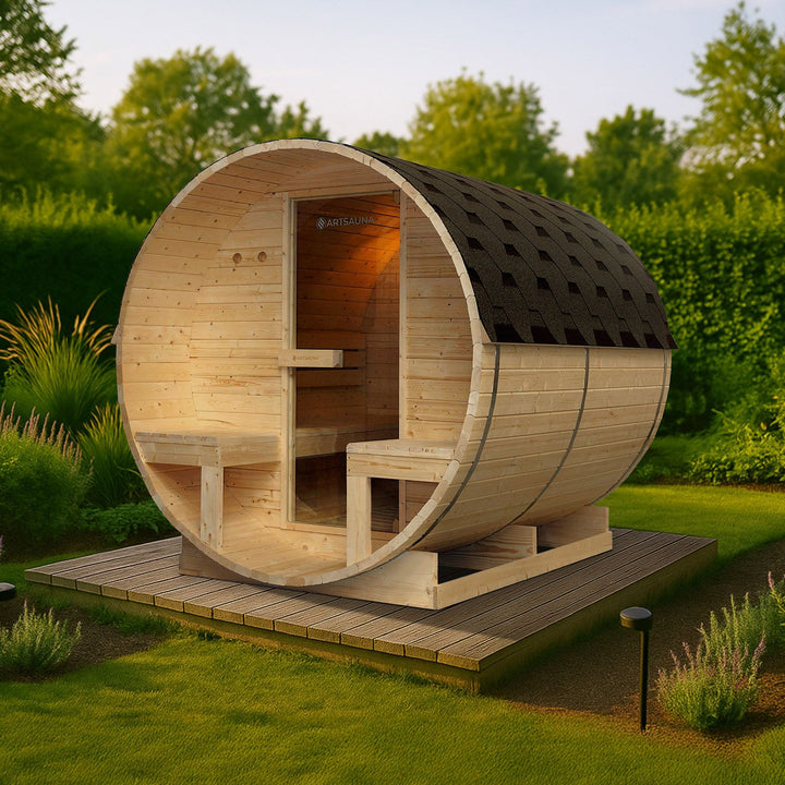 Sauna tonneau Spitzberg avec poêle de sauna