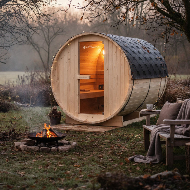 Sauna tonneau Spitzberg avec poêle de sauna