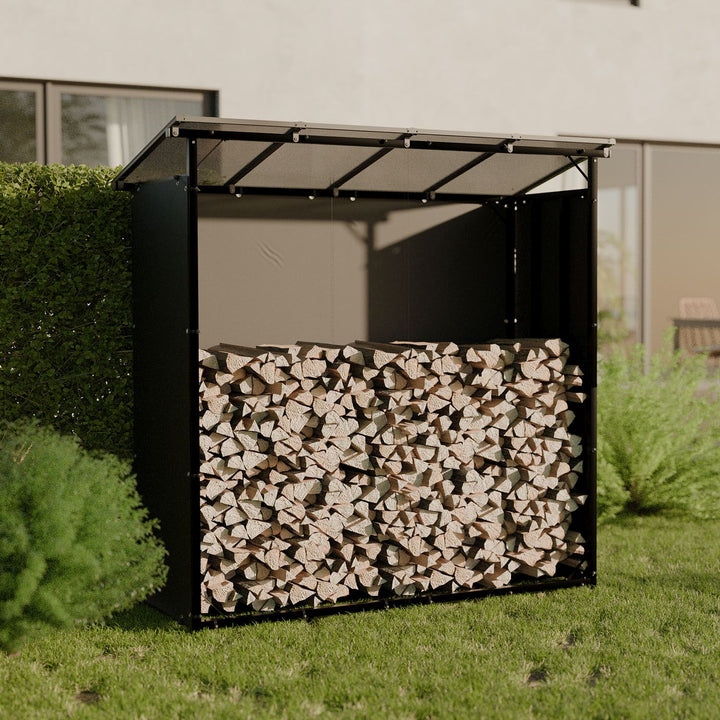 Râtelier à bois d'extérieur avec toit