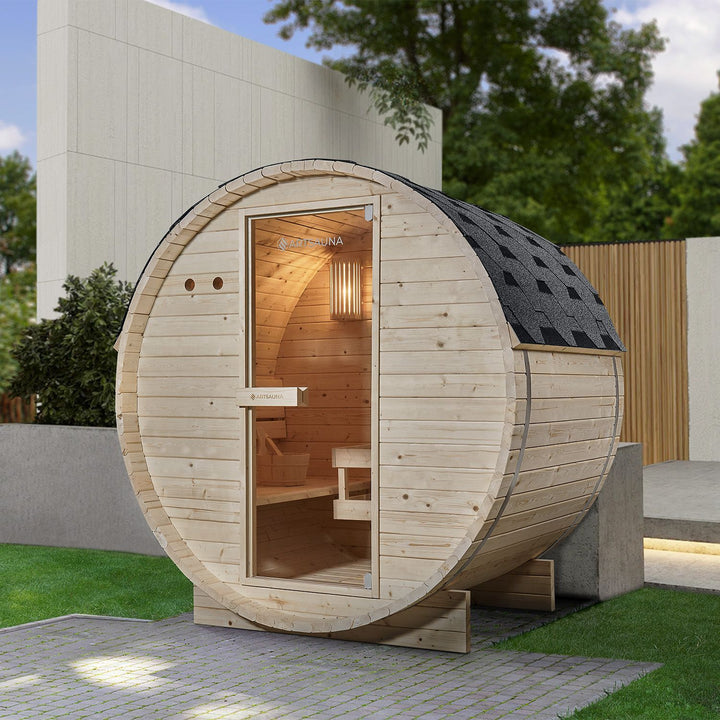 Sauna tonneau Spitzberg avec poêle de sauna