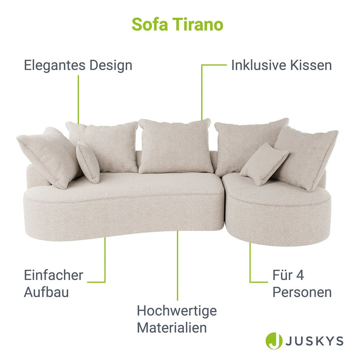 Sofa Tirano mit Ottomane & Dekokissen