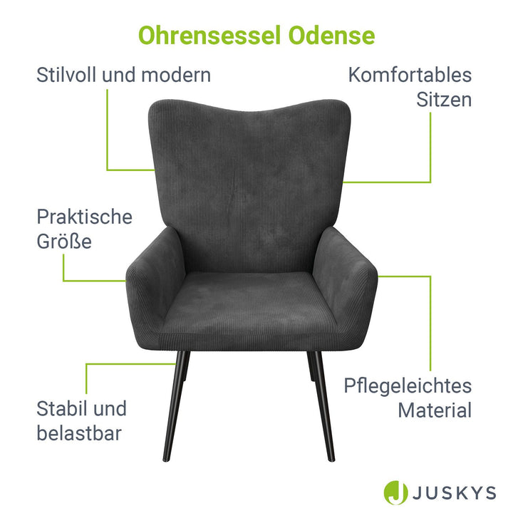 Ohrensessel mit optionalem Hocker Odense