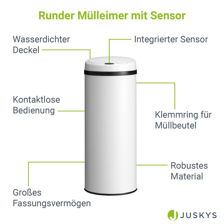 Runder Mülleimer mit Sensor