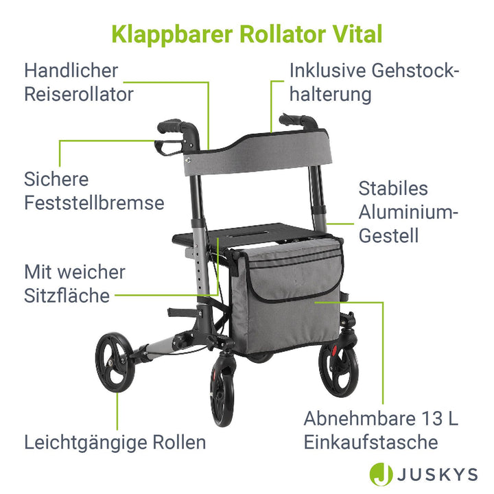 Déambulateur en aluminium Vital avec siège