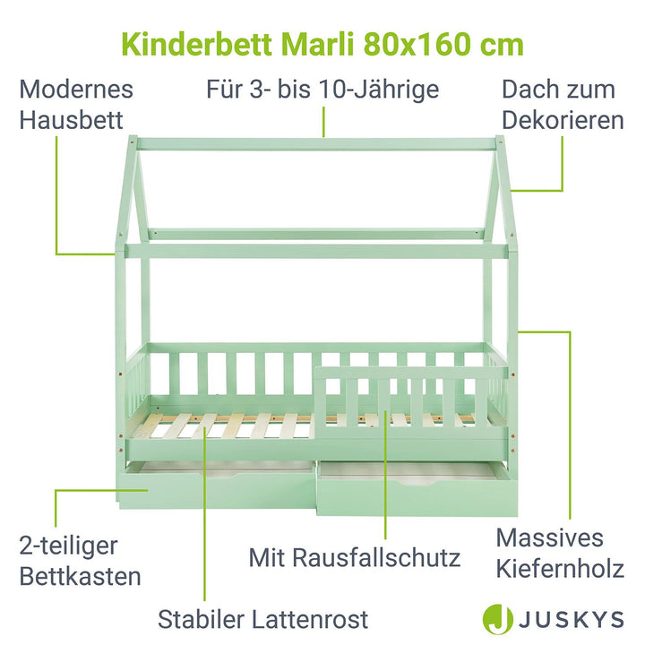 Kinderbett Marli 80 x 160 cm mit Bettkasten