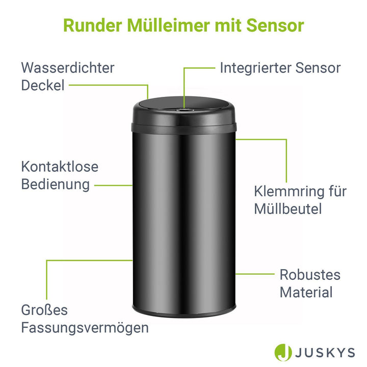 Runder Mülleimer mit Sensor