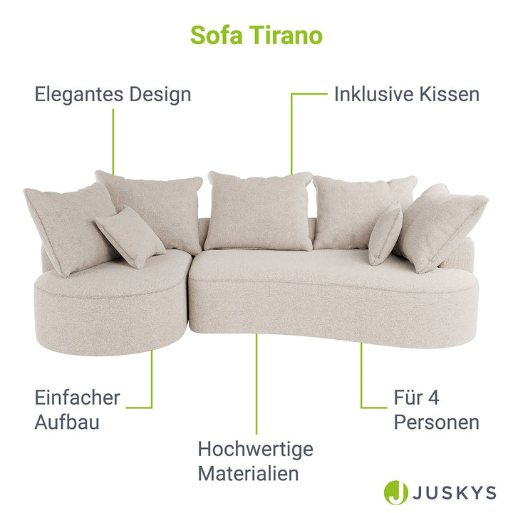 Sofa Tirano mit Ottomane & Dekokissen
