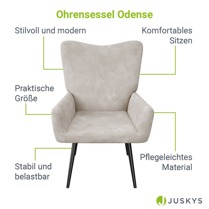 Ohrensessel mit optionalem Hocker Odense