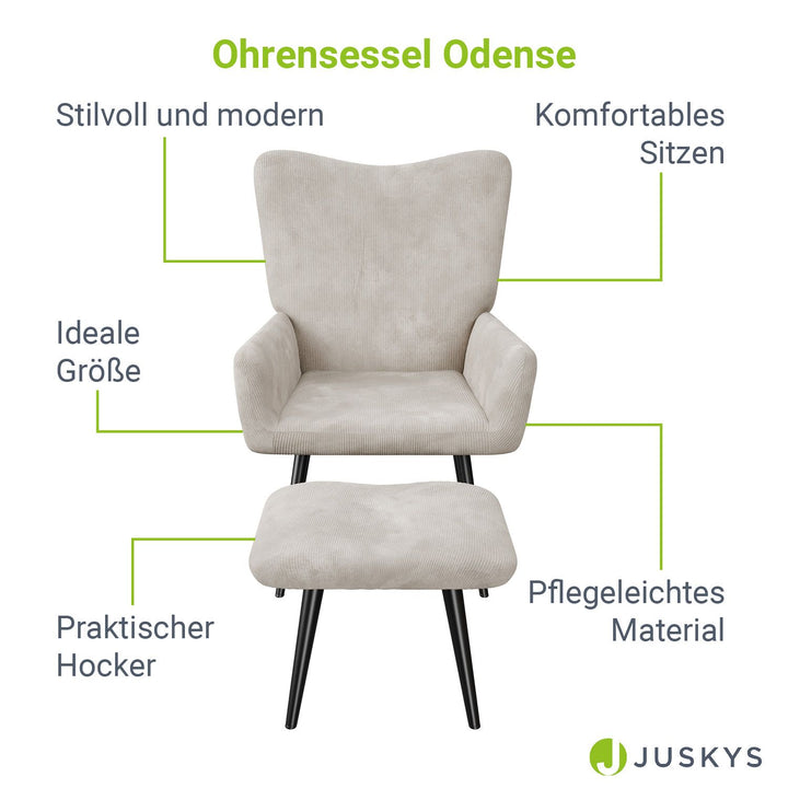 Ohrensessel mit optionalem Hocker Odense