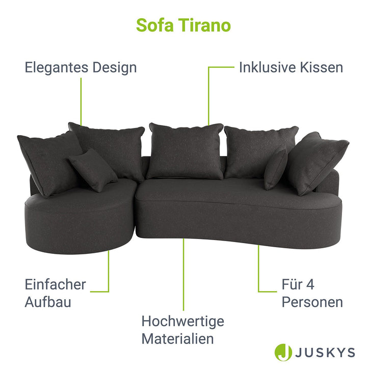 Sofa Tirano mit Ottomane & Dekokissen