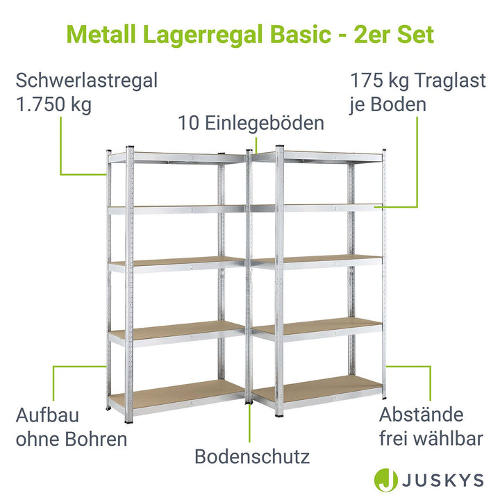 Lagerregal Basic 2er bis 8er Set 180 x 90 x 40 cm