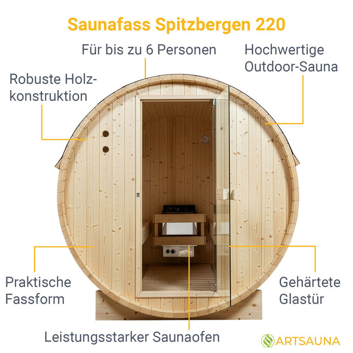 Sauna tonneau Spitzberg avec poêle de sauna
