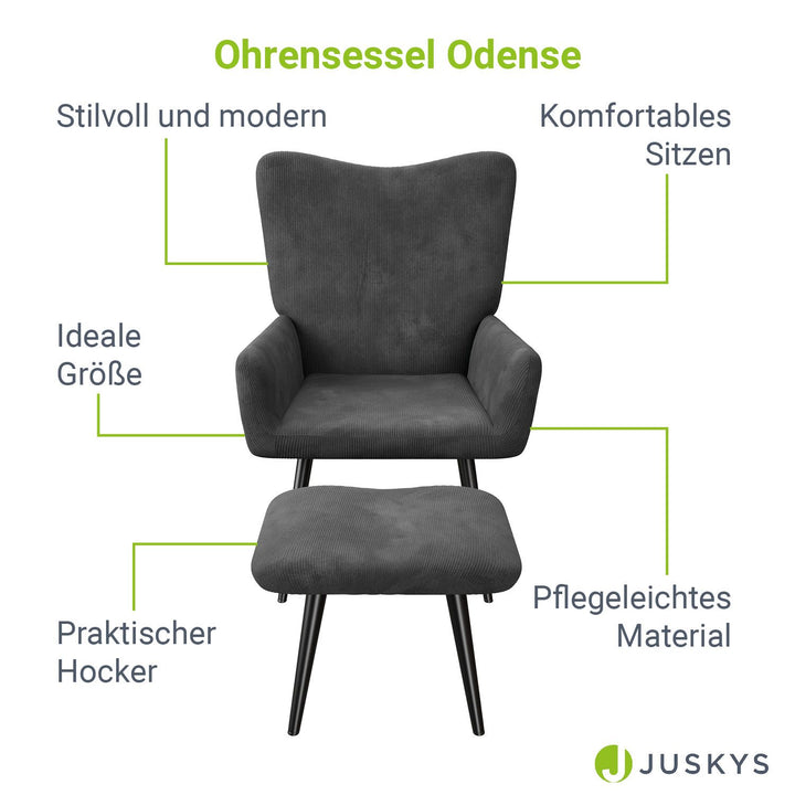 Ohrensessel mit optionalem Hocker Odense