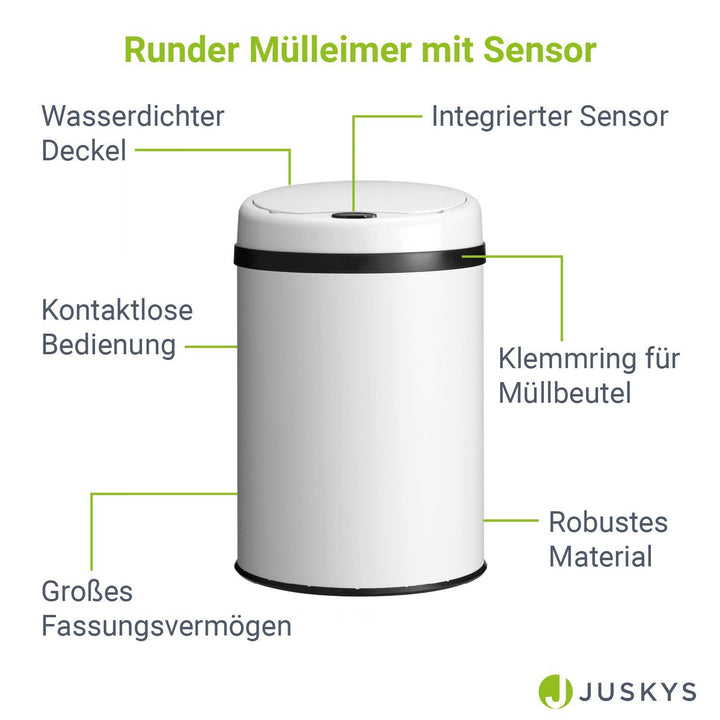 Runder Mülleimer mit Sensor