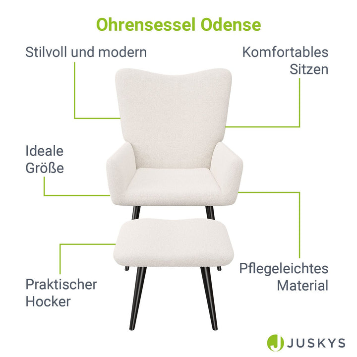 Ohrensessel mit optionalem Hocker Odense