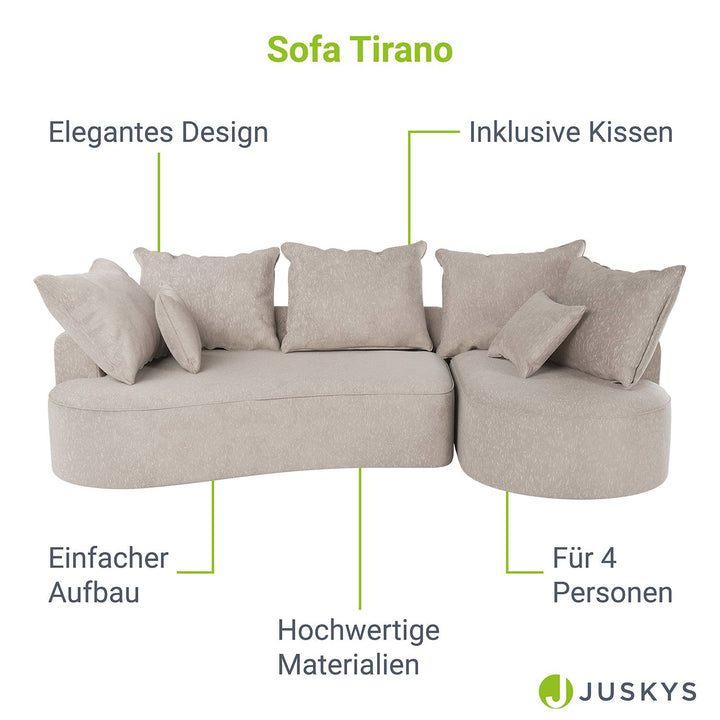 Sofa Tirano mit Ottomane & Dekokissen