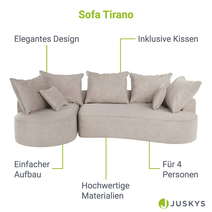 Sofa Tirano mit Ottomane & Dekokissen