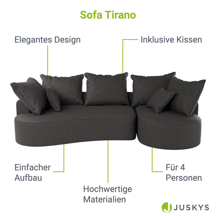 Sofa Tirano mit Ottomane & Dekokissen