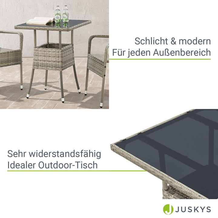 Eckiger Polyrattan Gartentisch Yoro