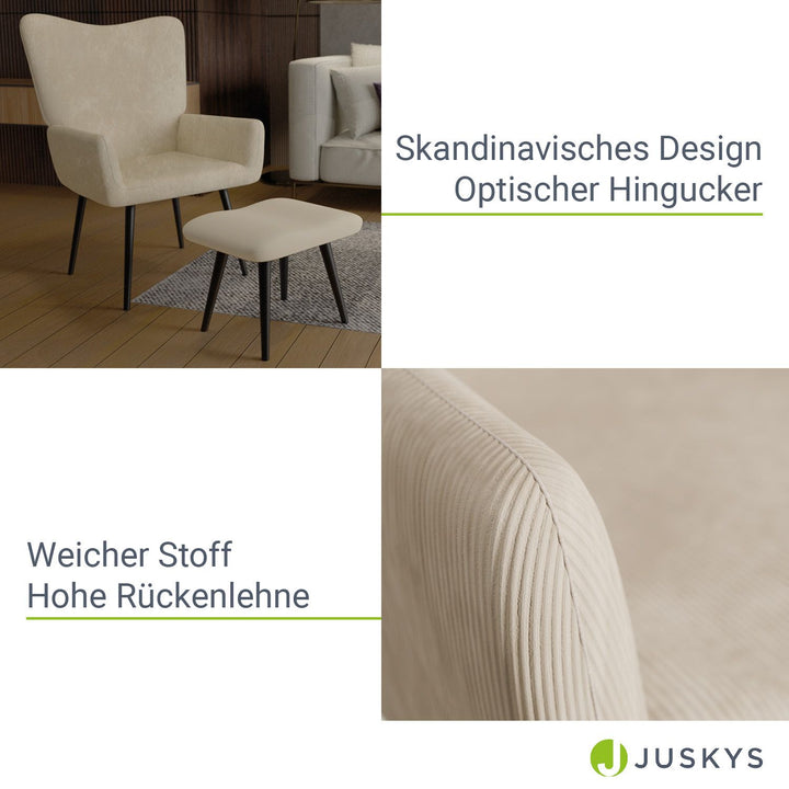 Ohrensessel mit optionalem Hocker Odense