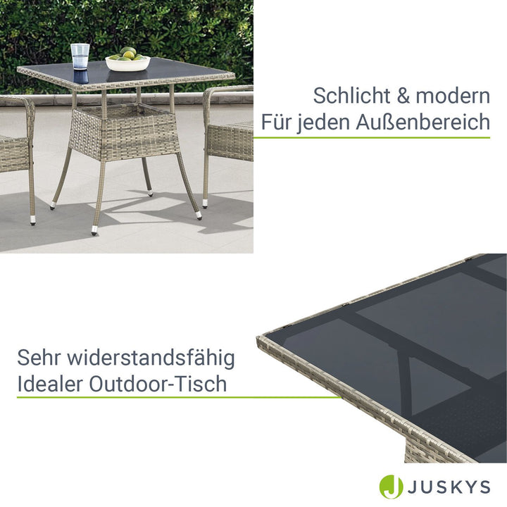 Eckiger Polyrattan Gartentisch Yoro