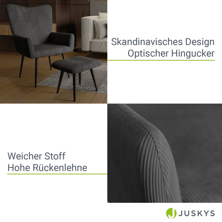 Ohrensessel mit optionalem Hocker Odense