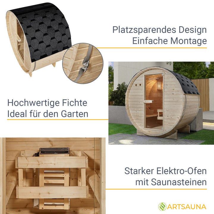 Sauna tonneau Spitzberg avec poêle de sauna