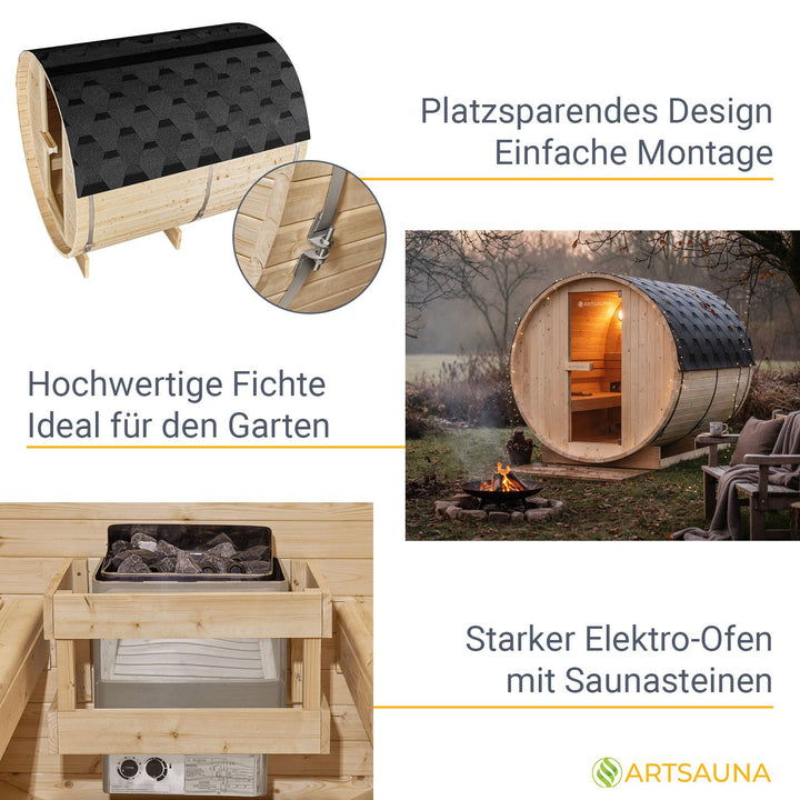 Sauna tonneau Spitzberg avec poêle de sauna
