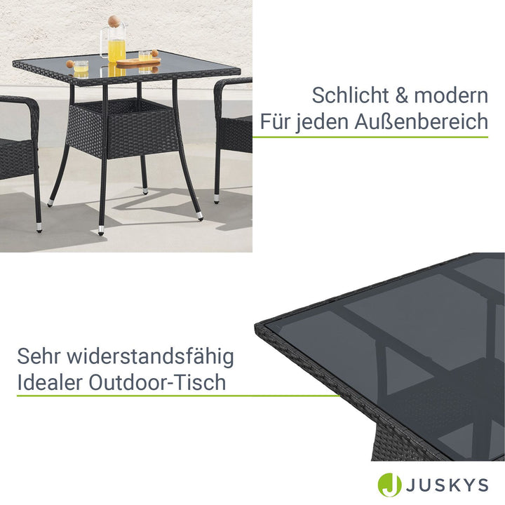 Eckiger Polyrattan Gartentisch Yoro