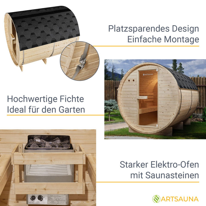 Sauna tonneau Spitzberg avec poêle de sauna