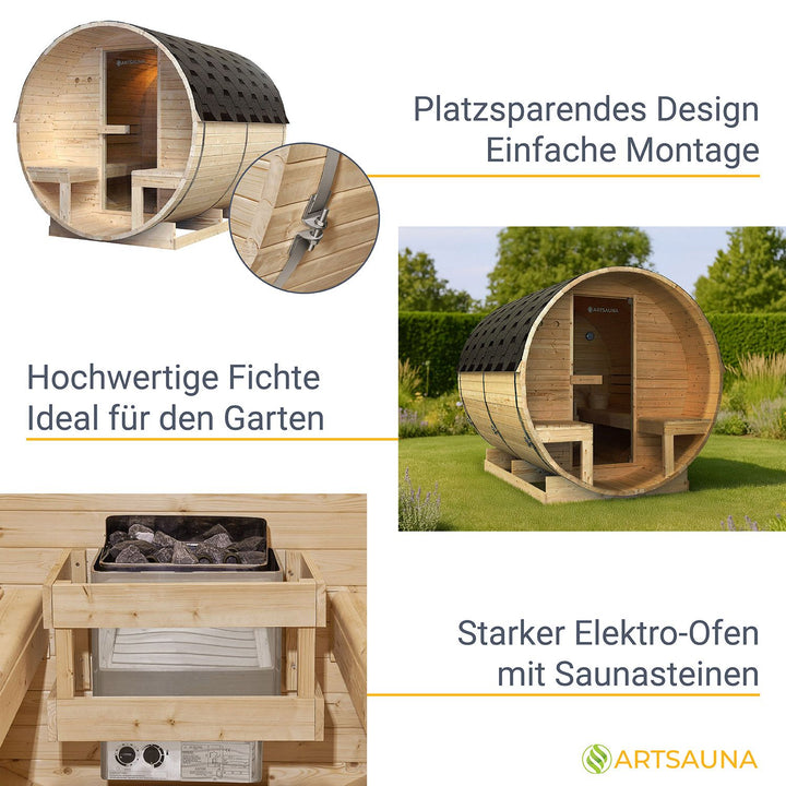 Sauna tonneau Spitzberg avec poêle de sauna