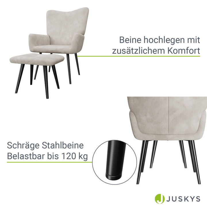 Ohrensessel mit optionalem Hocker Odense