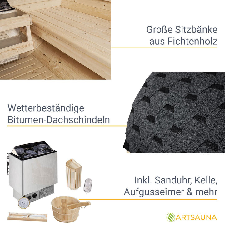 Sauna tonneau Spitzberg avec poêle de sauna