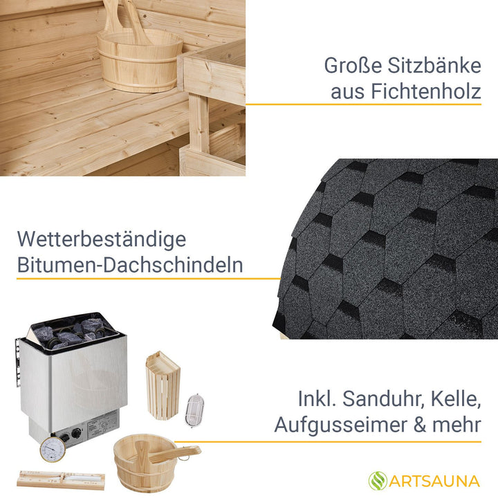 Sauna tonneau Spitzberg avec poêle de sauna