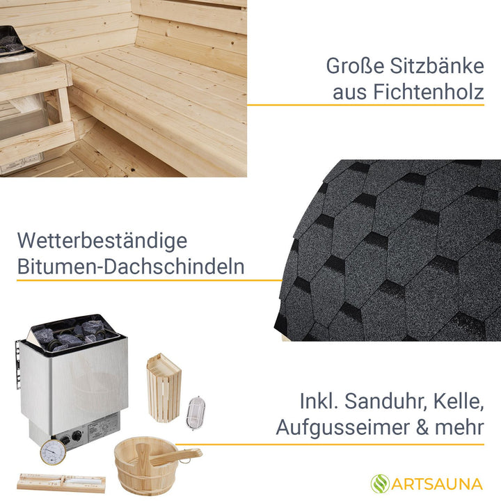 Sauna tonneau Spitzberg avec poêle de sauna