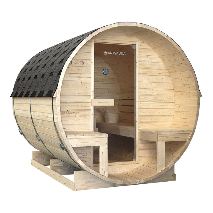 Sauna tonneau Spitzberg avec poêle de sauna